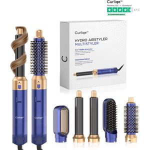 Curliqe™ Föhnborstel - Airstyler - Krulborstel - Krultangen - 5 in 1 Multistyler - Blauw Goud