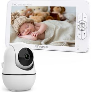 Lovinoo Babyfoon - Babyfoon met Camera – Baby Monitor - Hondencamera - Huisdiercamera - Op Afstand Bestuurbaar - Uitbreidbaar Tot 4 Camera's - Temperatuursensor - Terugspreekfunctie - Video & Audio – Baby Camera - 7.0 Inch Scherm