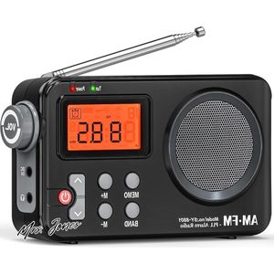 Mrs. Jones Draagbare Radio met Groot Display en Timerfunctie - Transistorradio voor USB-stroomvoorziening en Batterijvoeding .