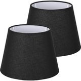 Navaris - Lampenkap - Zwart en Wit - Set van 2 - Voor Tafellamp met E27 Fitting - 16,2 cm Hoog - 15,3/22 cm Breed