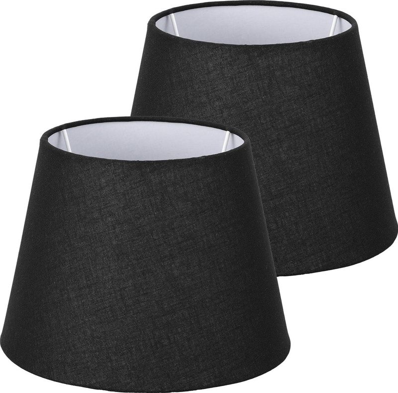 Navaris - Lampenkap - Zwart en Wit - Set van 2 - Voor Tafellamp met E27 Fitting - 16,2 cm Hoog - 15,3/22 cm Breed