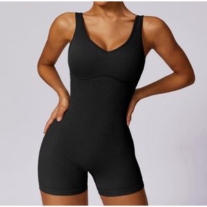 Daily Gym Jumpsuit - Maat L - Zwart - Gymsuit - Fitness kleding - Sportkleding - Yogasuit