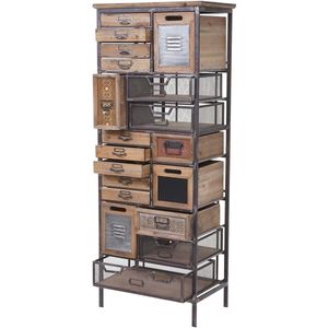 Apothekerskast MCW-A43, ladekast, massief dennenhout, vintage shabby look 143x56x33cm