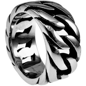 Ring Unisex - Gepolijst RVS - 10mm Brede Gourmet-Schakelring Dames - Heren