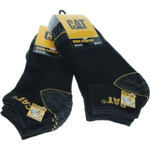 Caterpillar 6 Paar Werksokken Heren, Enkelhoogte - Versterkt op Hiel en Teen - Katoen Zwart, 43-46