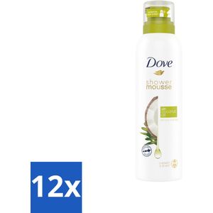 12 x Dove Shower Foam Coconut Oil 200 ml - Dove Douchemousse - Kokosdouche - Douchemousse - Hydraterende Douche - Zachte Huid