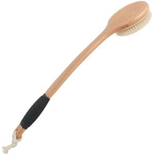 Ronde kop terug scrub borstel voor lichaamsdouche - Houten lange steel huid scrubber voor mannen, vrouwen en ouderen