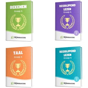 Groep 4 Compleet - Rekenen - Taal - Begrijpend Lezen Deel 1 en 2 - Ter voorbereiding op de eindtoetsen - Bijlessucces
