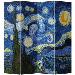 Fine Asianliving Kamerscherm Scheidingswand B160xH180cm 4 Panelen Van Gogh's De Sterrennacht
