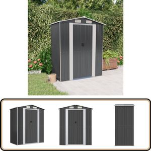 vidaXL Tuinschuur - Gegalvaniseerd Staal - Antraciet Schuurtje - Tuinhuisje - Opslagruimte - Buitenschuur - Garage
