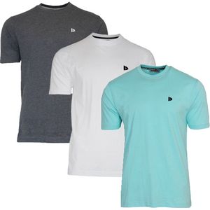 3-Pack Donnay T-shirt (599008) - Sportshirt - Heren - Charcoal-marl/White/Aruba blue (576) - maat XXL