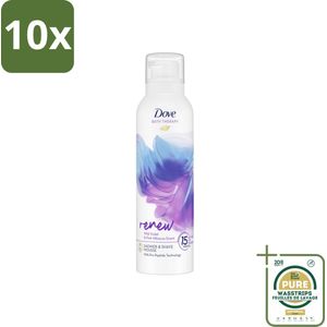 10 x Dove Douche- & Scheerschuim - Bath Therapy - Renew - Violet & Hibiscus - 200 ml - Grootverpakking - Douche En Scheerschuim - Huidverzorging - Huidversterking - Pro-peptide - Huidvernieuwende Schuim