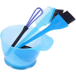 Haarverfset - Met kwasten en kommetje - Verfkwast - Haarverf bakje - Haarverfkwasten - Plastic - Haarverf Kwast - Haarverfbenodigdheden - Haarverf kwasten met bakje - Kappers Producten - Kappers Accessoires - blauw
