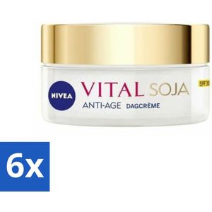 6 x NIVEA - VITAL Soja Dagcrème - Beschermende Anti-Veroudering Crème - Voor rijpe huid - SPF 30 - Met Soja-extract - 50 ml - Nivea Dagcrème - Anti-age Crème - Rimpelcrème - Soja-extract - Beschermende Dagcrème