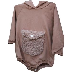 Teddy Romper Buidelzak Beige 3-6 - romper - babykleding - baby born - rompertjes baby - buidelzak - rompertjes - romper lange mouw - teddy - rompertje - baby pakje - baby kleding meisje - baby kleding jongens - baby kleding unisex