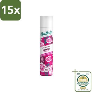15 x Batiste - Blush - Droogshampoo - Bloemige Geur - Frist Op en Geeft Textuur - 200ml - Grootverpakking - Droogshampoo - Vet Haar Opfrissen - Bloemige Geur - Haar Textuur - Haar Volume