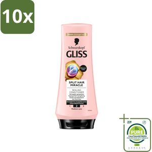 10 x Gliss - Hair Repair - Conditioner Split Hair Miracle tegen Gespleten Haarpunten - 200 ml - Grootverpakking - Haar Conditioner - Gespleten Haarpunten - Haar Herstel - Haarverzorging - Druivenpitolie