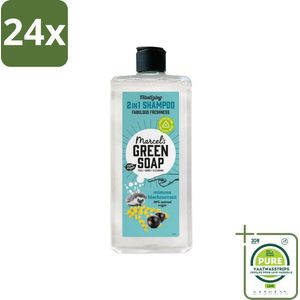 Marcel's Green Soap - Shampoo & Conditioner 2-in-1 - Mimosa & Black Currant - Verzorging in één - 300 ml - Voordeelverpakking - 24 stuks - Haarverzorging - Shampoo conditioner