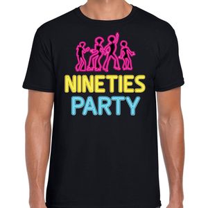 Bellatio Decorations Verkleed shirt heren - nineties party - zwart - neon - jaren 90 - foute party XL