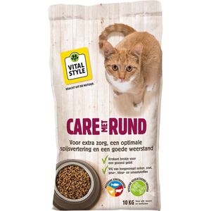 VITALstyle Care Met Rund - Kattenbrokken - Gevarieerde Voeding Voor Een Levenlustige Kat - Met o.a. Peterselie & Smalle Weegbree - 10 kg