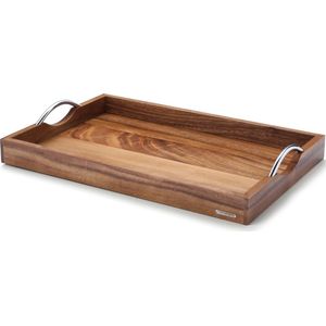 Continenta Dienblad in Acacia met Chrome Grepen 53x36x5cm