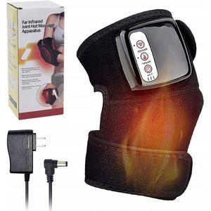 Verwarmde kniebandage - Knie Massager - 3-in-1 Verwarming & Trilling - 1500mAh Draadloos - Magnetische Infrarood Therapie - Voor Knieën en Schouders - Zwarte Model