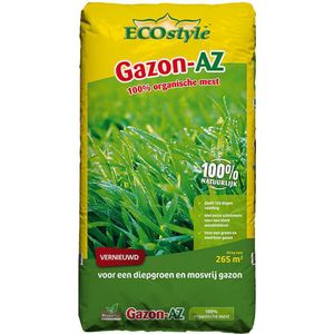 ECOstyle Gazon AZ Organische Gazonmest – Voor Diepgroen en Sterk Gazon – Geeft tot 120 dagen Voeding – Werkt tegen Mos - 265 M² - 20 KG
