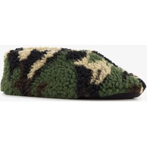 Thu!s kinder teddy sloffen met camouflage print groen - Maat 30 - Pantoffels