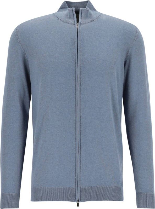 Profuomo - Slim Fit Vest - Blauw - Wol met Rits