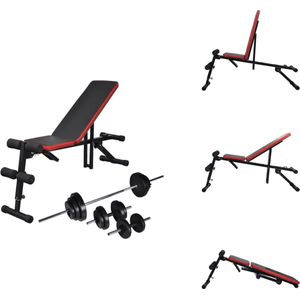 vidaXL Trainingsbank - Trainings Bank - Trainingsbanken - Trainings Banken - Buikspierbank met halterset verstelbaar 30-5 kg