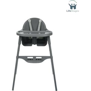 LifeStages - Kinderzeteltjes Peuters - 2-in-1 Verstelbare Kinderstoel en Babystoeltje - 6 Maanden te 3 Jaar (max. 15 kg) - Lichtgewicht (3,3kg) - Draagbaar Peuter Stoeltje - 5 Puntsgordel - Donkere Grijs