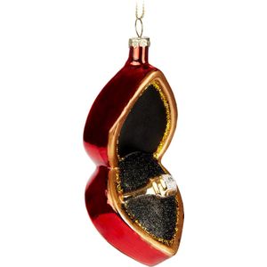 BRUBAKER Aanzoeksring, met de hand beschilderde kerstbal van glas, 13 cm, boombal, huwelijksaanzoek, ring in rode doos, hanger voor verloofden en echtparen, mondgeblazen kerstboomversiering