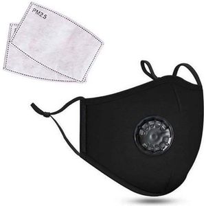 Mondkapje zwart - Wasbaar en herbruikbaar - zwart mondmasker - Premium kwaliteit mondkapje met ventiel en neusbeugel - Zwart