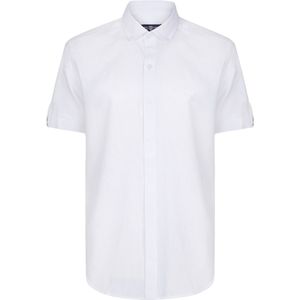 Jimmy Sanders Linnen Katoen Blend Shirt - Overhemd Heren Wit - M