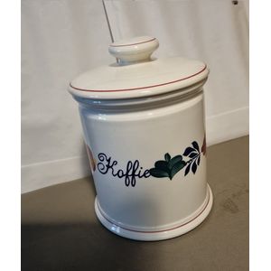 Boerenbont Voorraadpot Koffie 1.5 ltr Aardewerk met wit deksel