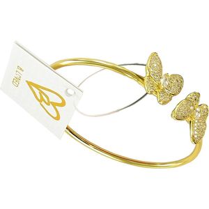 B.loved originele goudkleurige armband met twee vlinders. Een prachtig cadeau.