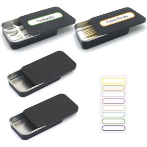 Draagbare Wattenstaafjeshouder 4 Stuks - Metalen Dispenser met Schuifdeksel voor Reizen en Outdoor Gebruik