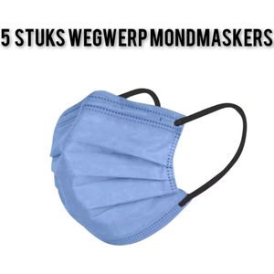 Winter wegwerp mondmaskers pastel - Blauw - per 5 stuks