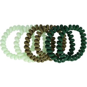 Haarsoires Haarelastieken Invisibobble - Telefoondraad matte kleur - Groen - Set van 6 - Spiraal Haar Elastieken - Haarvriendelijk