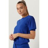 Jansen Amsterdam K136 Knitted Top 3/4 Puffed Sleeve Tops & T-shirts Dames - Shirt - Blauw - Maat XL