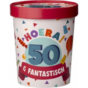 Snoeppot - 50 jaar - Candy Bucket - Gevuld met Snoep en Drop
