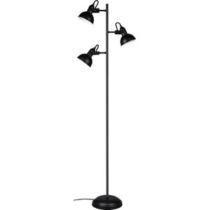 LED Vloerlamp - Torna Gini - E14 Fitting - 3-lichts - Rond - Mat Zwart - Aluminium
