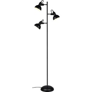 LED Vloerlamp - Torna Gini - E14 Fitting - 3-lichts - Rond - Mat Zwart - Aluminium