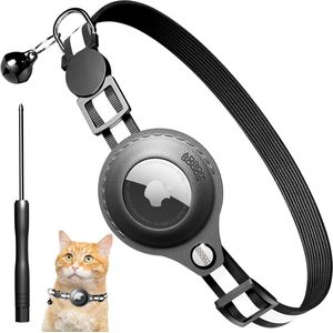 AdroitGoods Airtag Katten/honden halsband - Zwart - Gps Tracker Huisdier - Geschikt Voor Apple AirTag