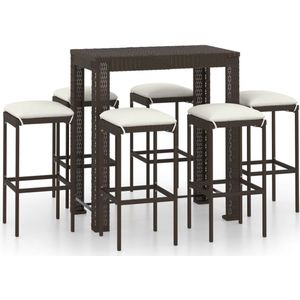 vidaXL Tuinbarset - 7-delig - Poly Rattan - Bruin Tuinbarset - Buitenbar - Lounge Set - Terras Meubilair - Poly Rattan