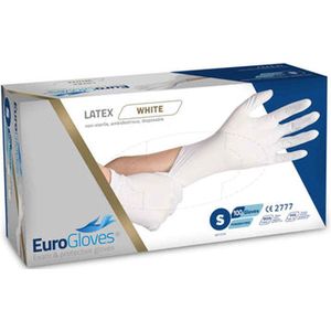Eurogloves handschoenen latex poedervrij wit - Small- 5 x 100 stuks voordeelverpakking