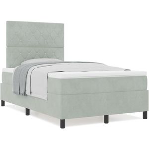 vidaXL - Boxspring - Bed - met - Matras - Lichtgrijs - 120x200 - cm - Fluweel