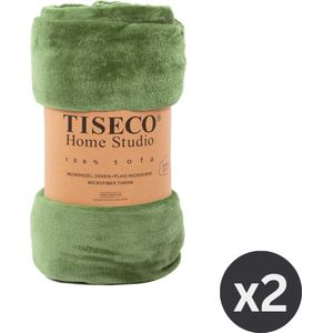 Tiseco Home Studio - Plaid COSY - SET/2 - microflannel - 220 g/m² - 130x160 cm - Greenolive