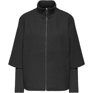 Jacqueline de Yong - Jdymemory Life Rib Short Jacket - Damesjas - Donkergrijs gemêleerd