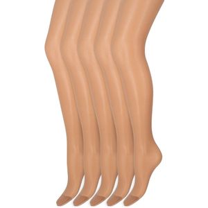 Zijdeglans Panty | Transparant van teen tot taille | 15 Denier | Merk: Marianne | Maat: S t/m XXXL | Kleur: Wineblush | 5 Paar
